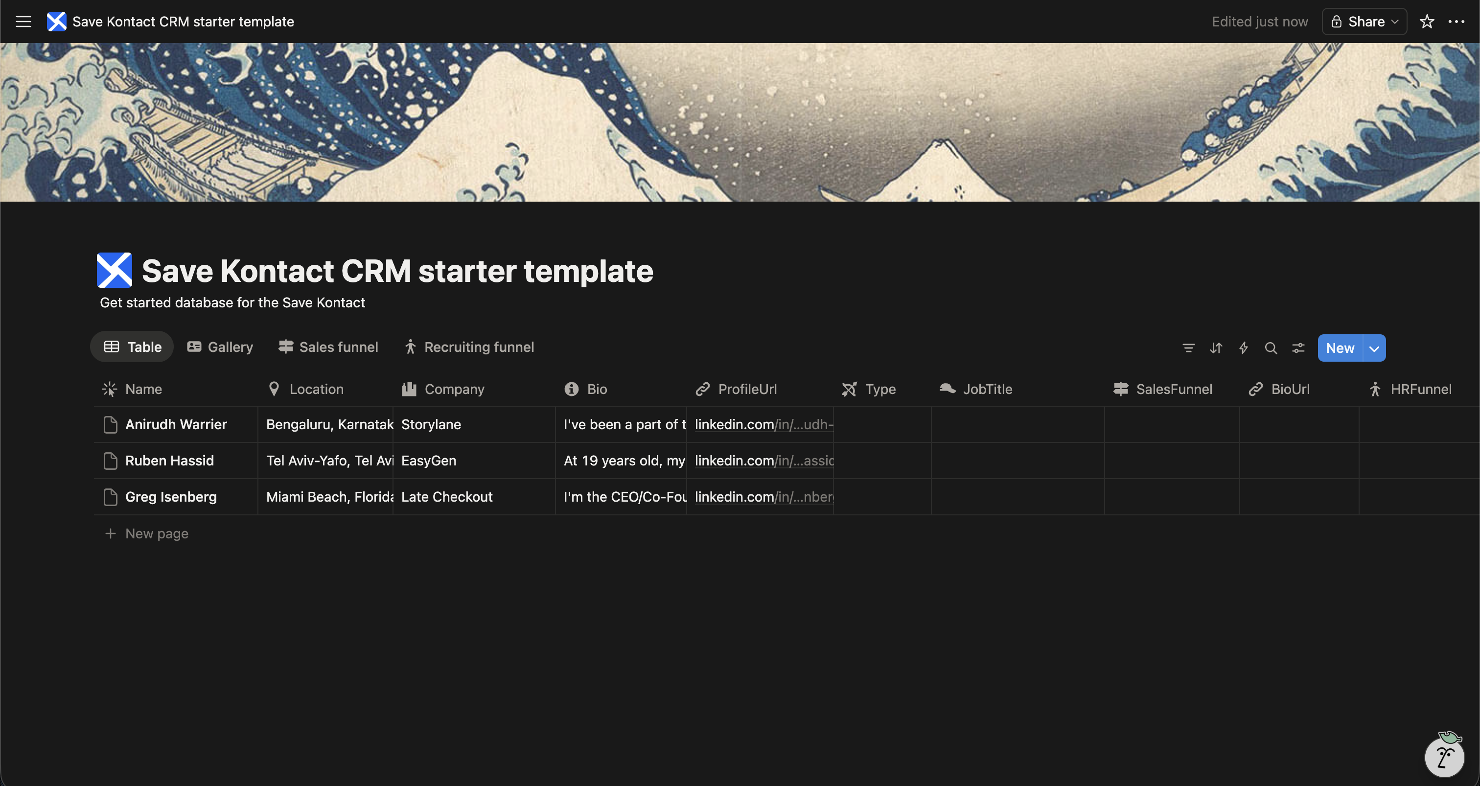 Free Startup CRM Template for Notion
